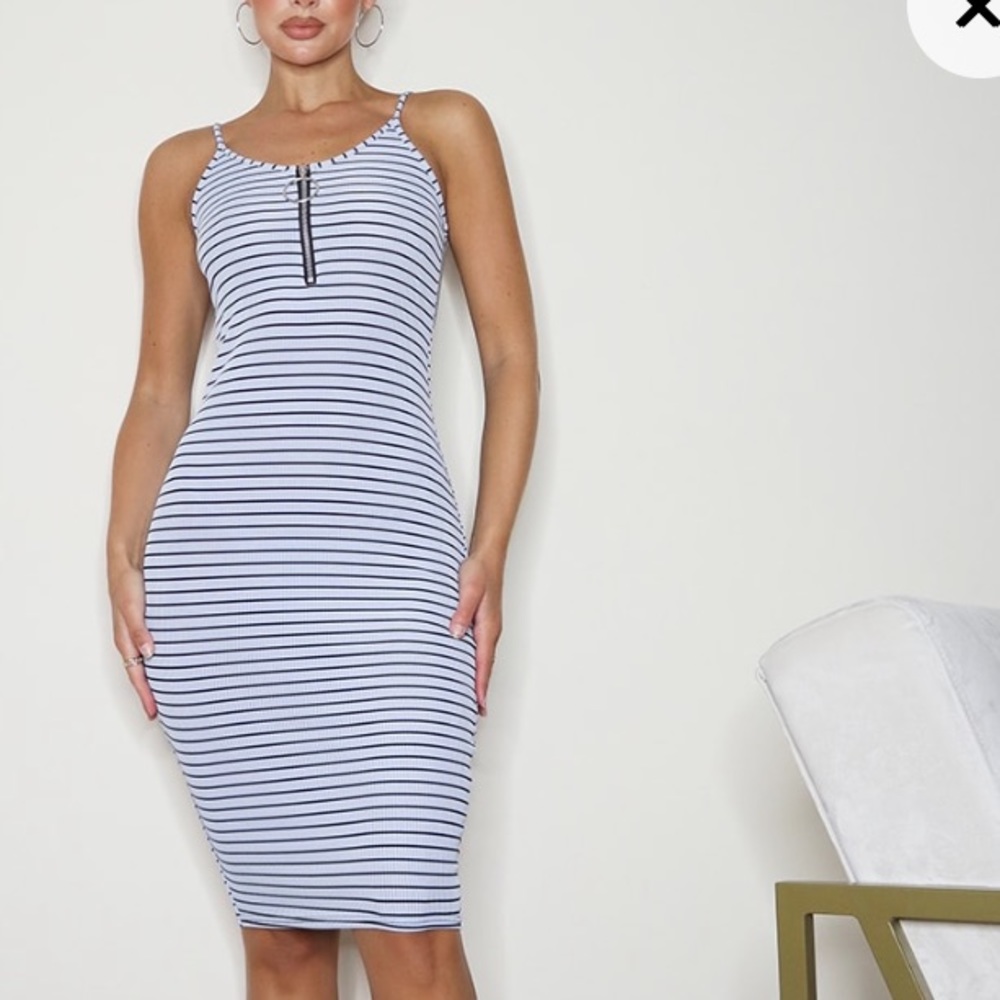PLT blue stripe Midi dress